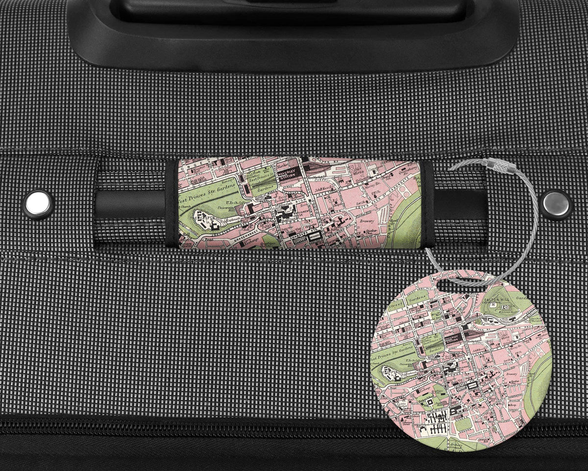 Edinburgh Scotland Map Luggage Tag and Handle Wrap