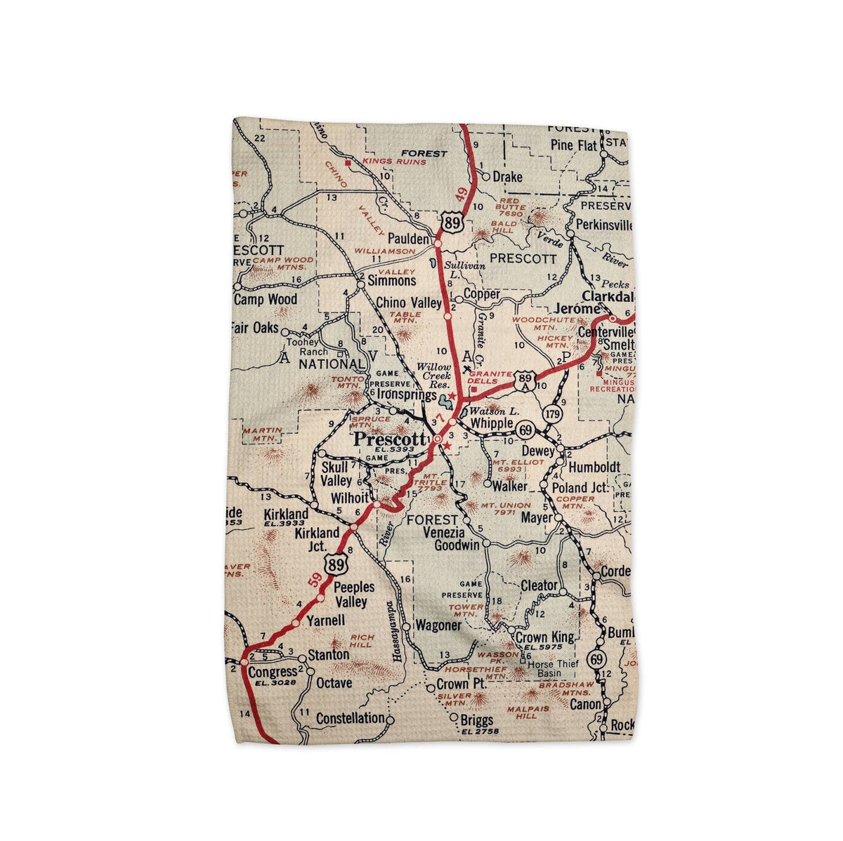 Prescott Arizona map tea towel