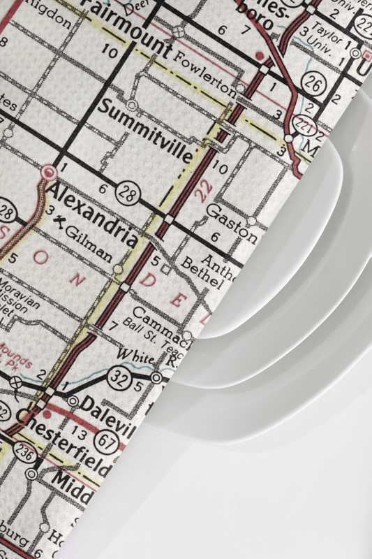 Alexandria Indiana map tea towel