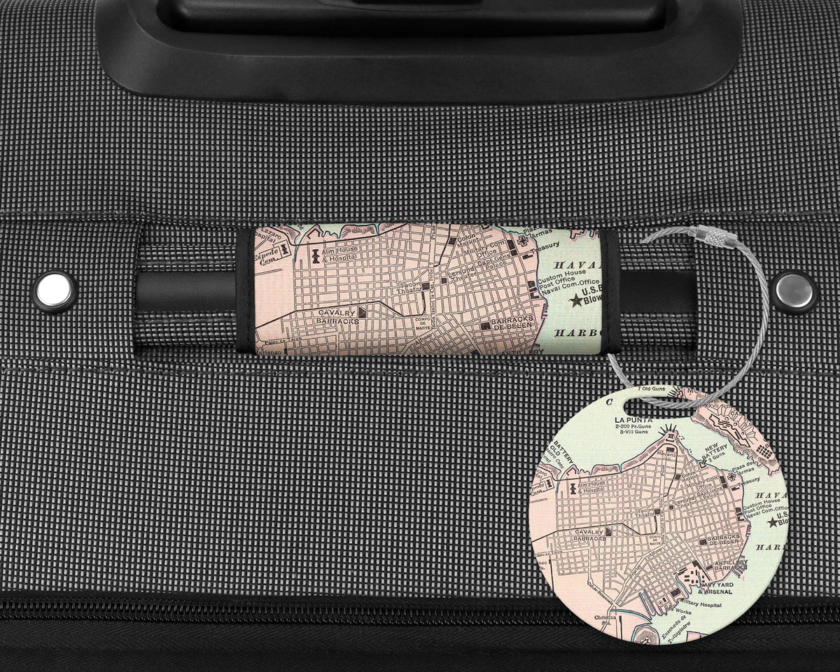 Havana Cuba Map Luggage Tag and Handle Wrap