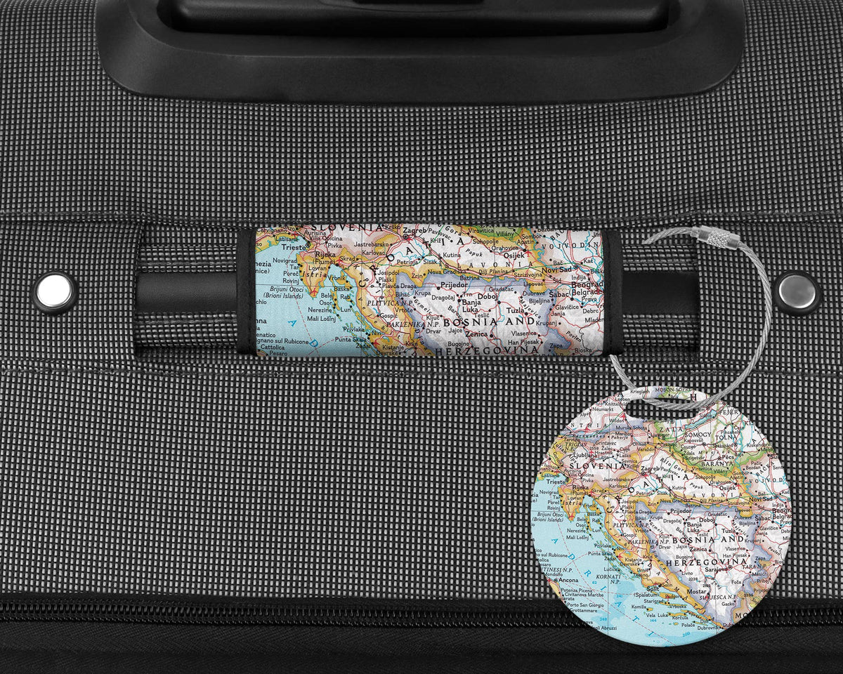 Croatia Map Luggage Tag and Handle Wrap