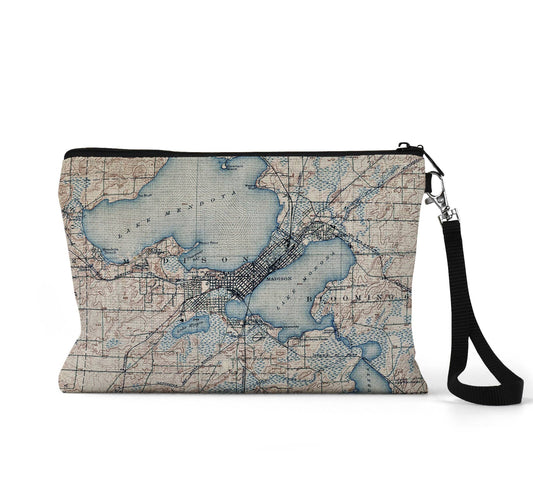 Madison Wisconsin map wristlet travel pouch