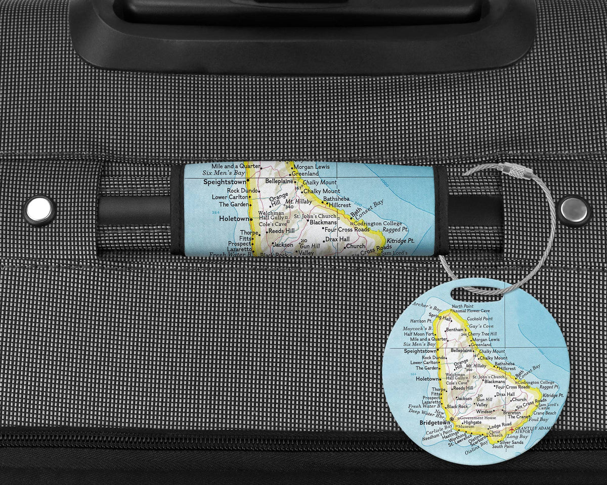 Barbados Map Luggage Tag and Handle Wrap