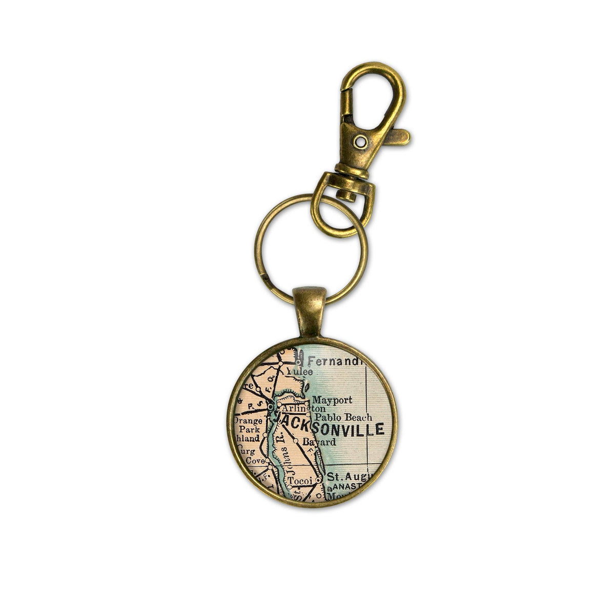 Jacksonville Florida vintage map keychain