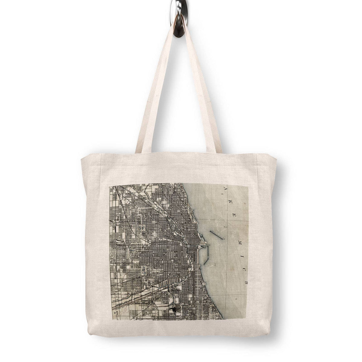 Chicago Illinois Vintage Map Canvas Tote Bag