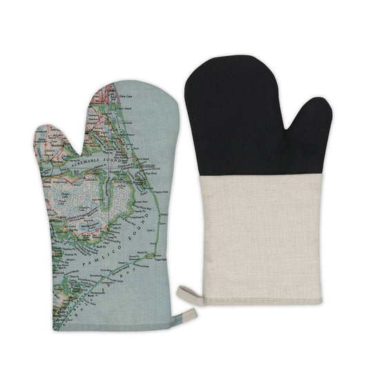 Outer Banks North Carolina vintage map oven mitt