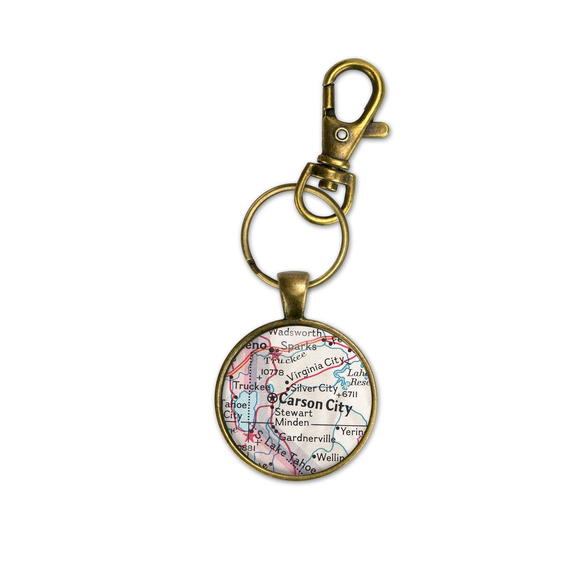 Carson City Nevada vintage map keychain