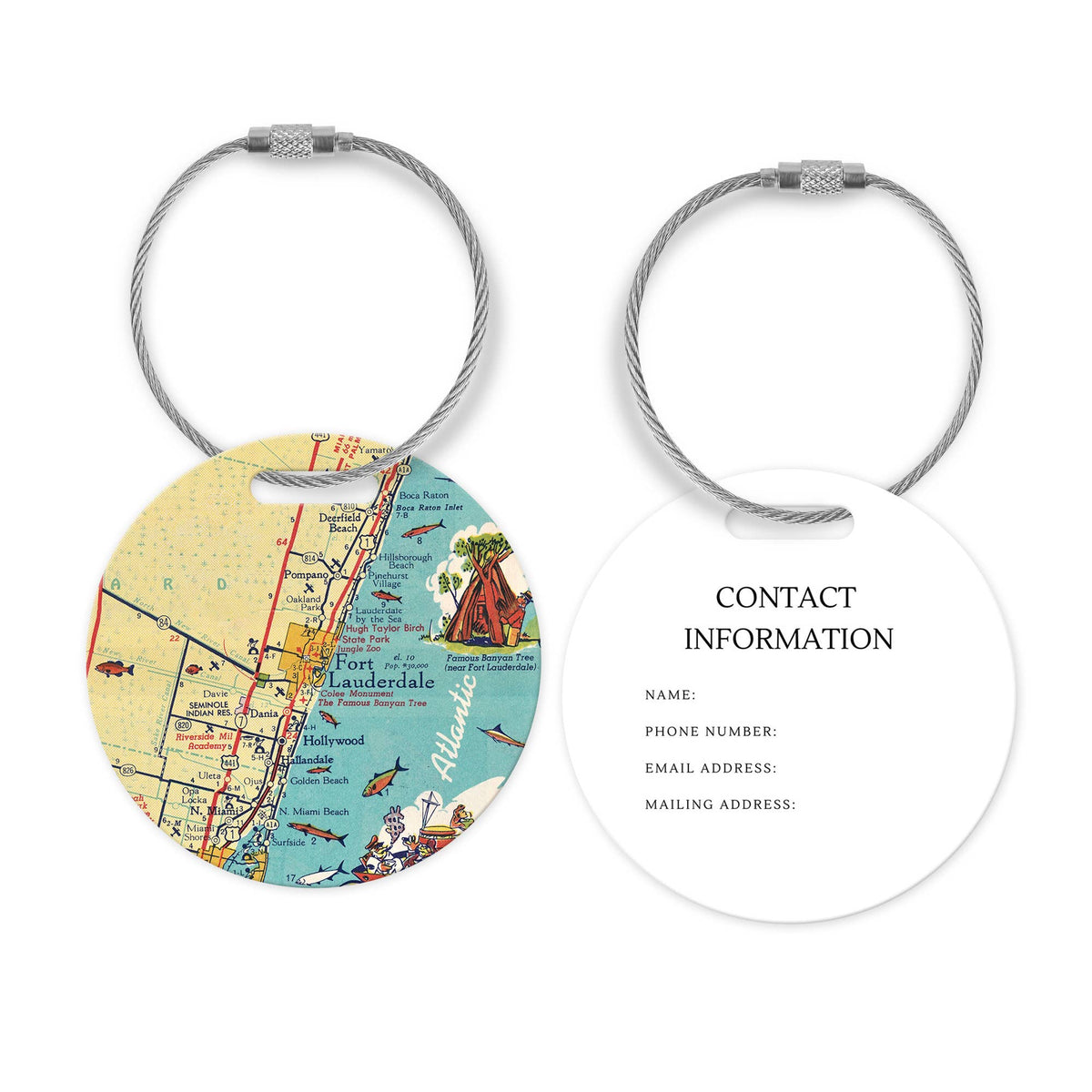 Fort Lauderdale Florida Map Luggage Tag