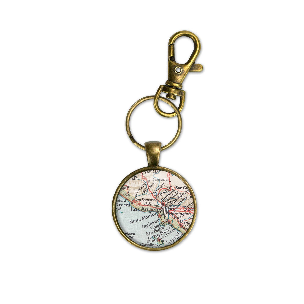 Los Angeles California vintage map keychain