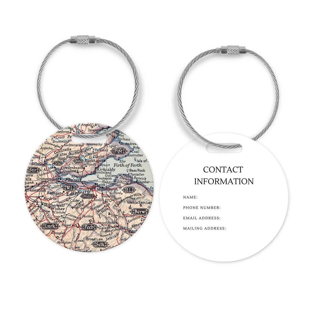 Edinburgh Scotland Map Luggage Tag