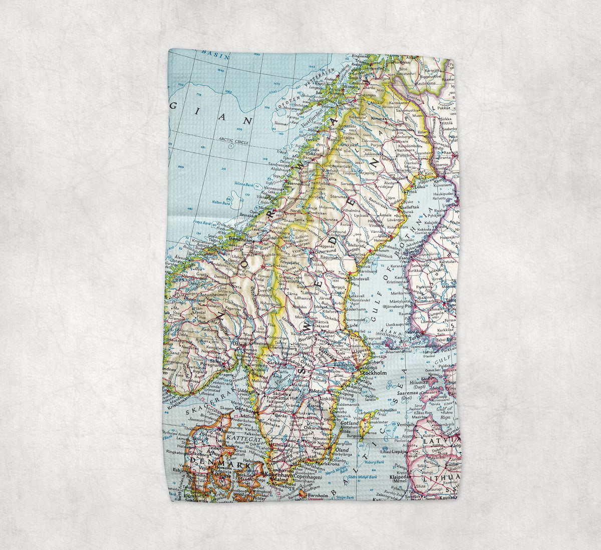 Sweden map tea towel