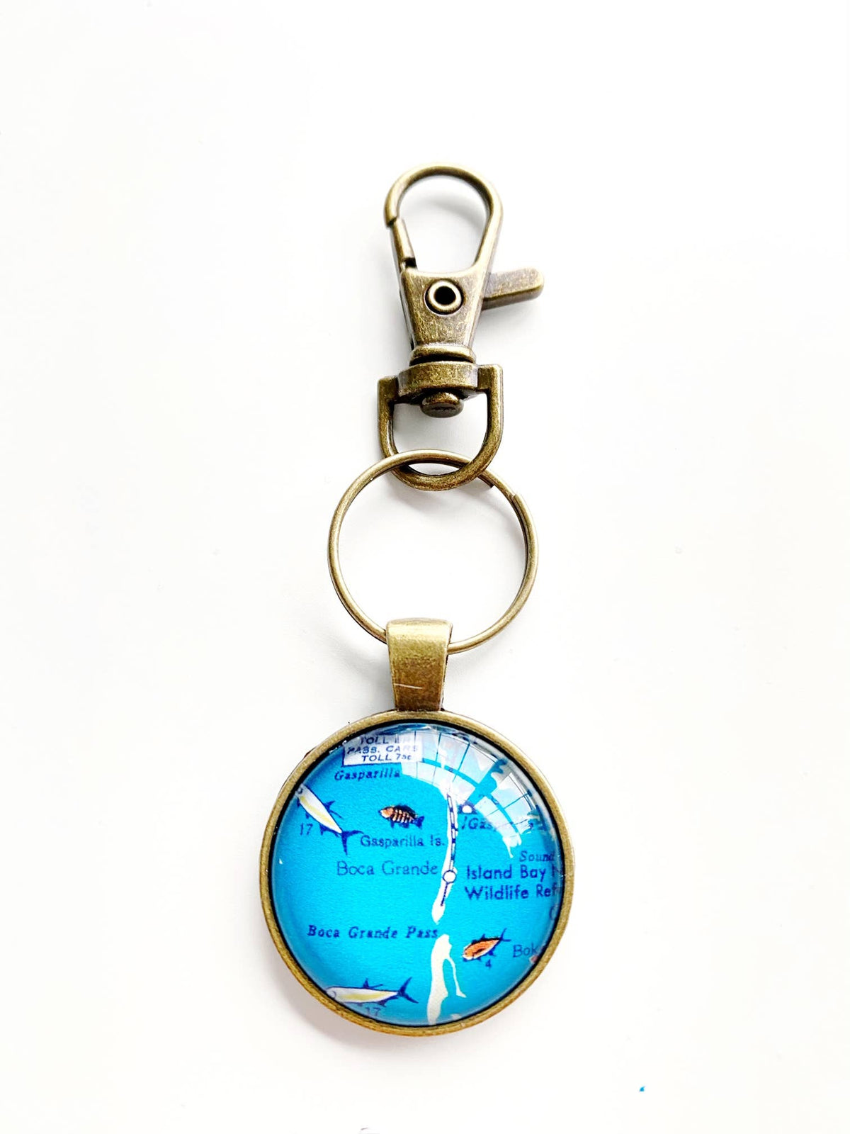 Boca Grande Florida vintage map keychain