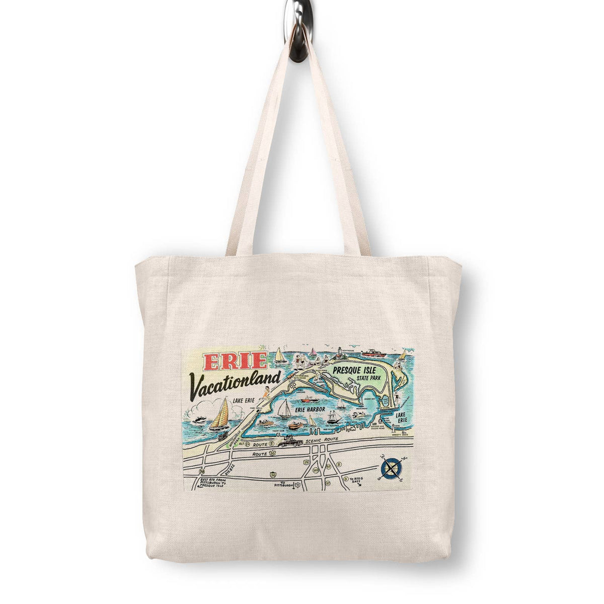 Erie Pennsylvania Vintage Postcard Canvas Tote Bag