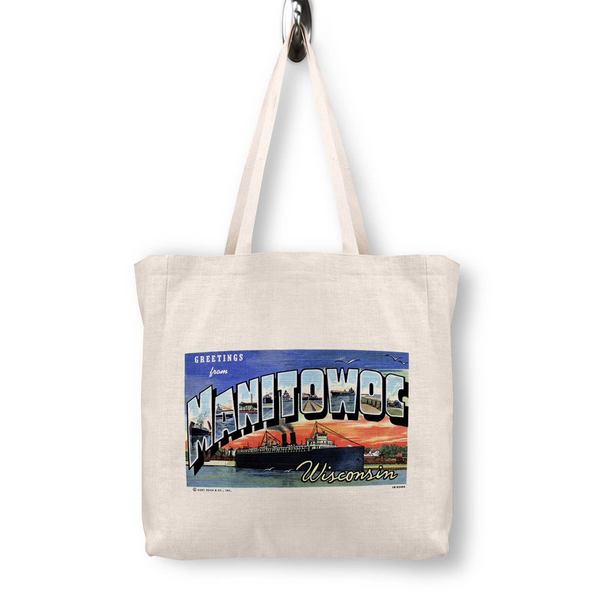 Manitowoc Wisconsin Vintage Postcard Canvas Tote Bag