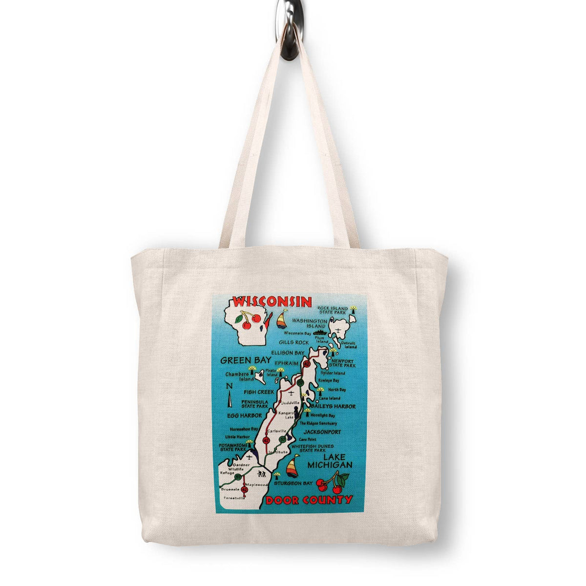 Door County Wisconsin Vintage Postcard Canvas Tote Bag