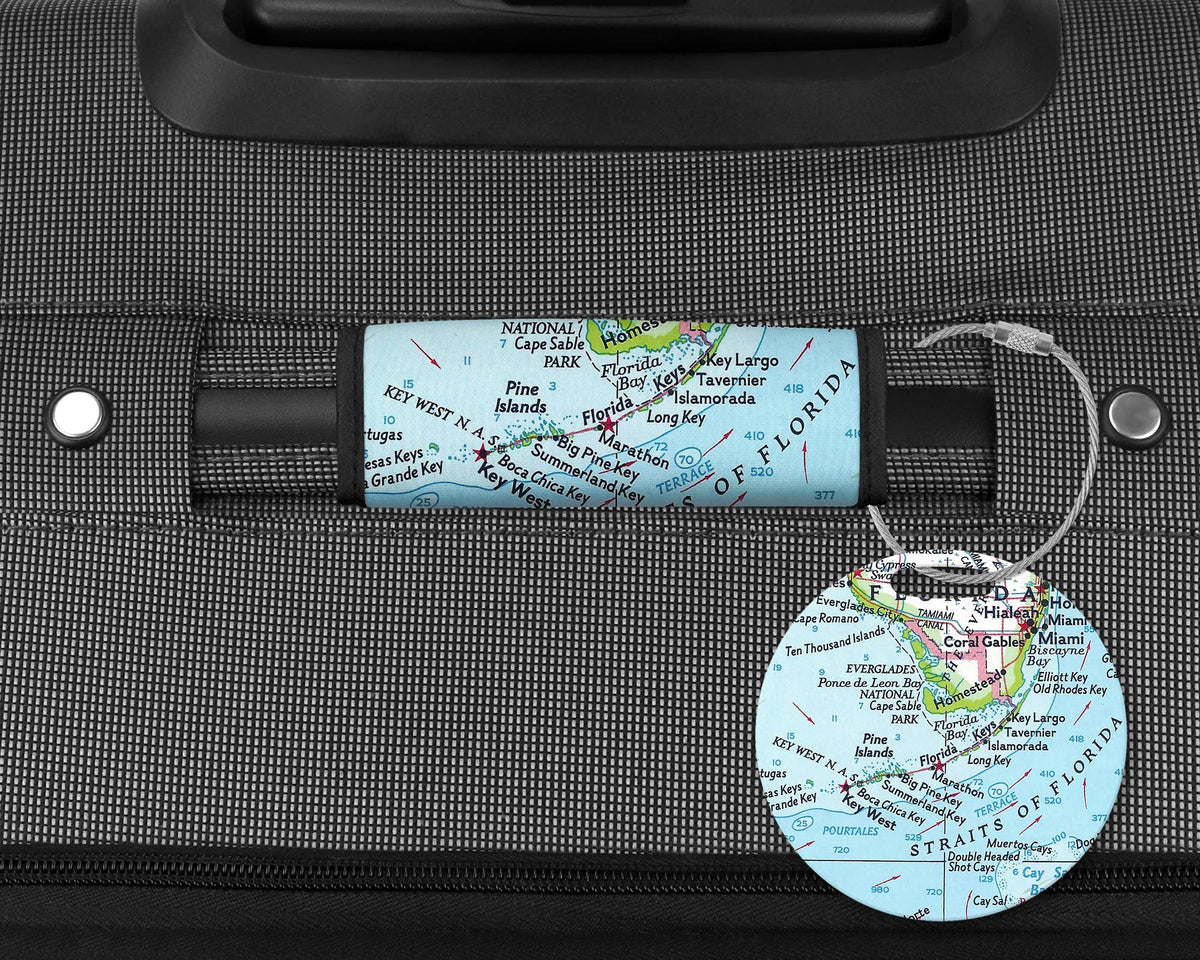Florida Keys Map Luggage Tag and Handle Wrap