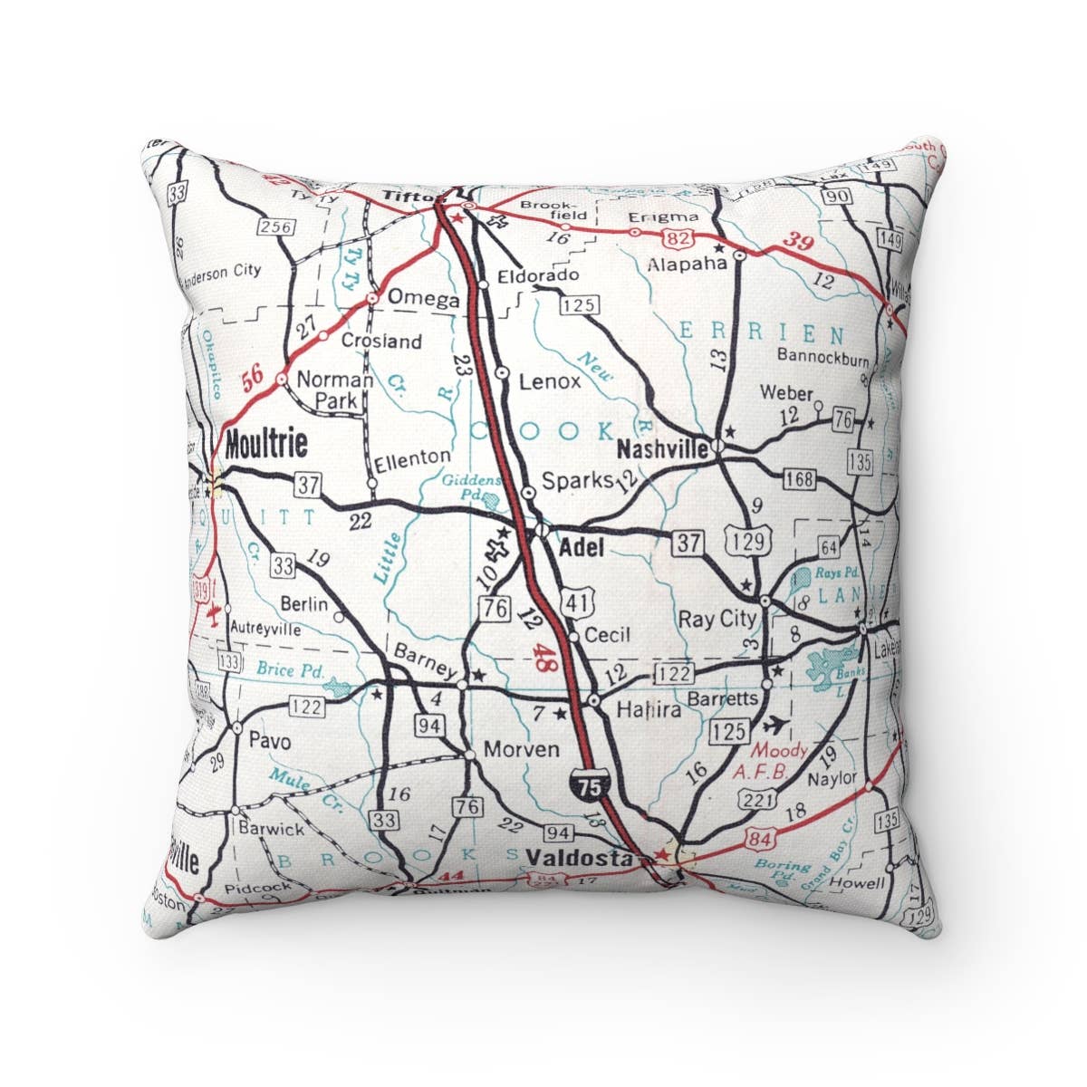 Adel Georgia vintage map throw pillow