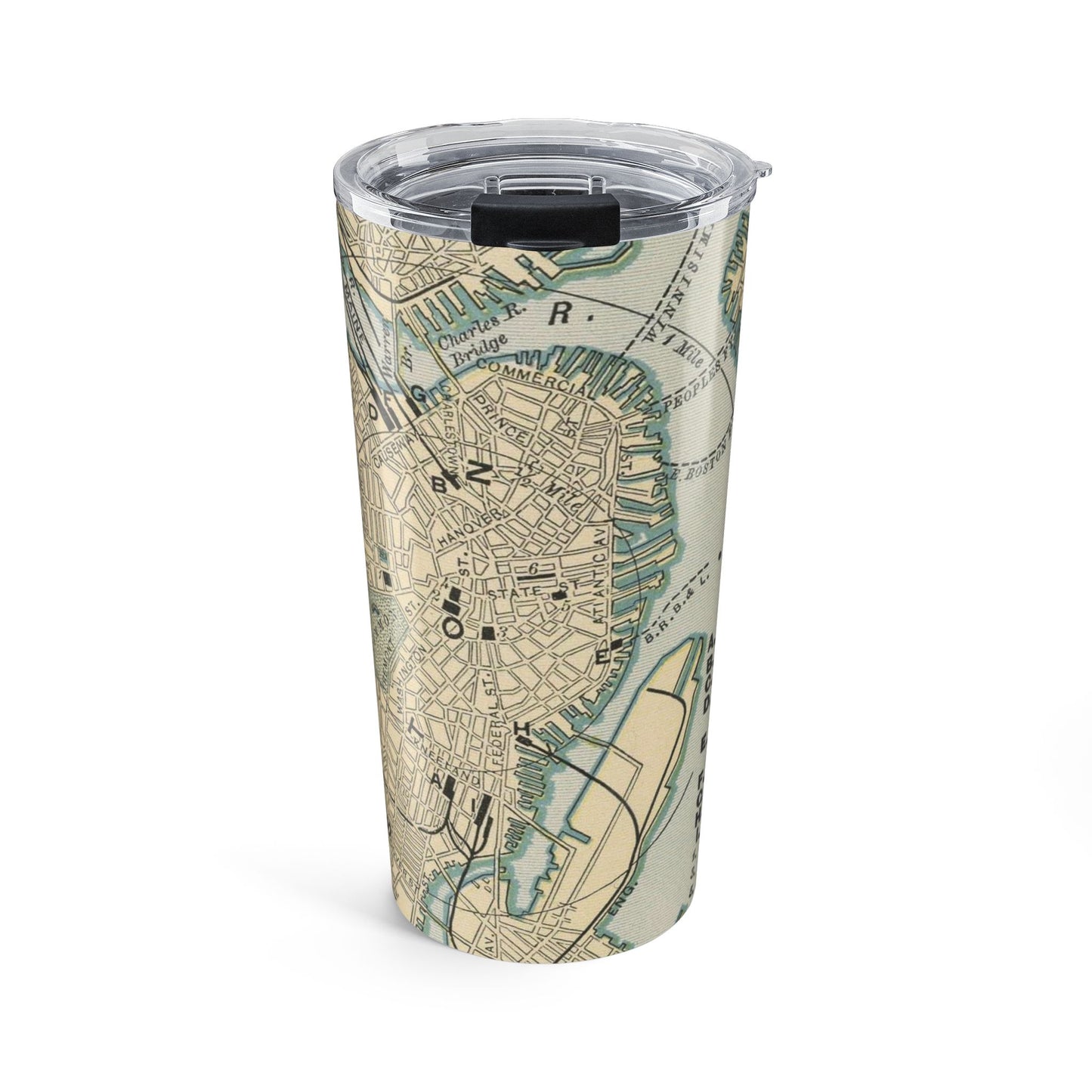Boston Massachusetts Vintage Map 20oz Insulated Tumbler