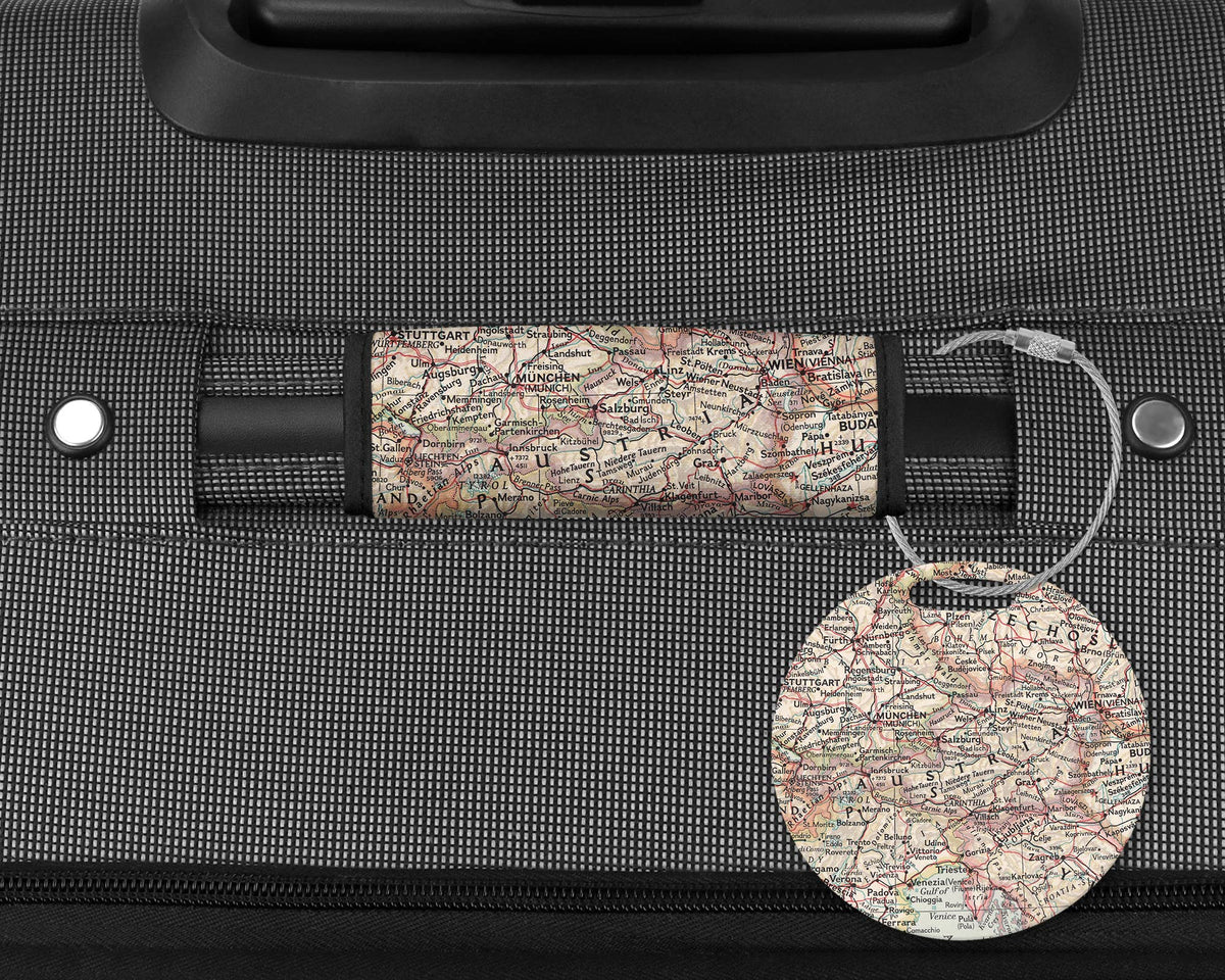 Austria Map Luggage Tag and Handle Wrap