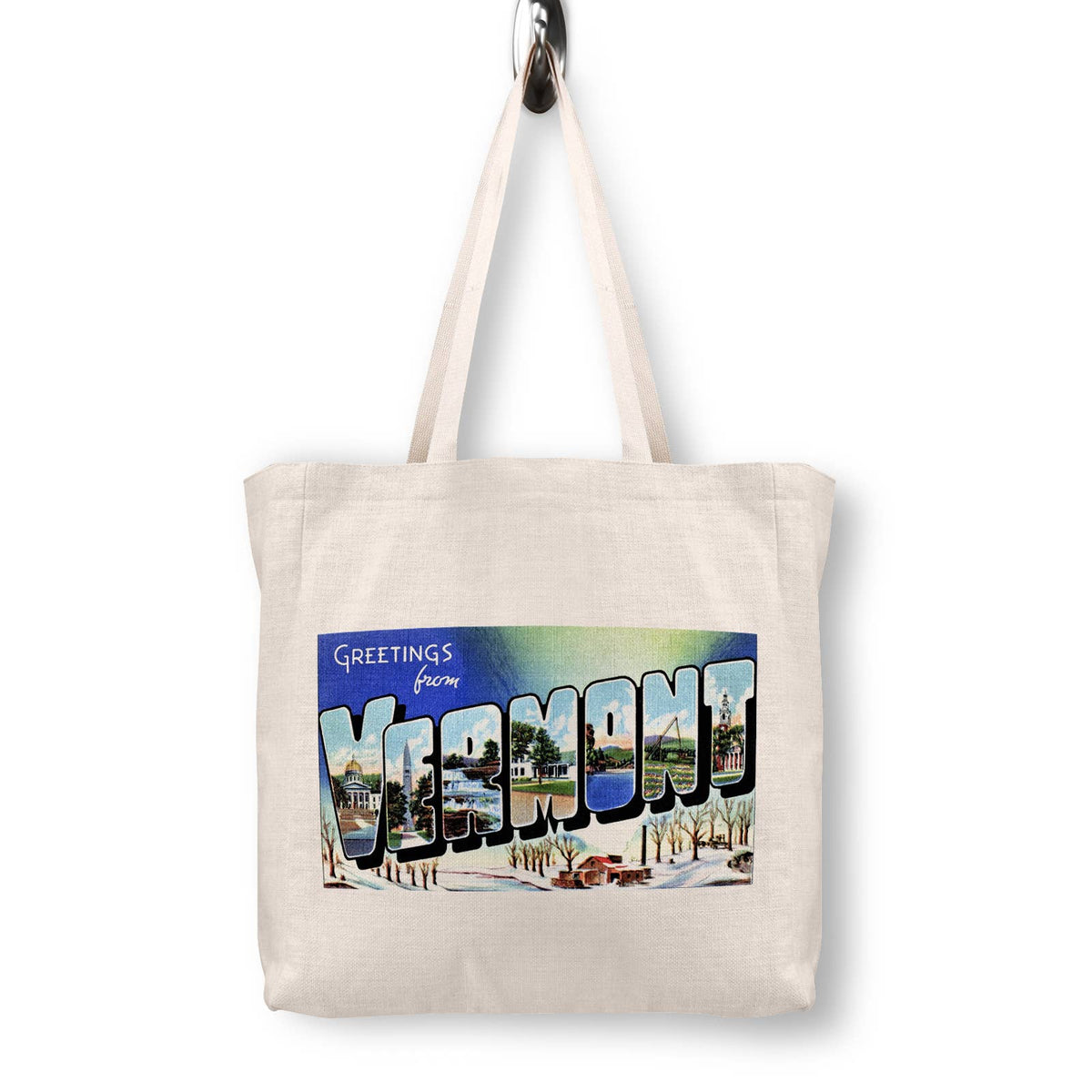 Vermont Vintage Postcard Canvas Tote Bag