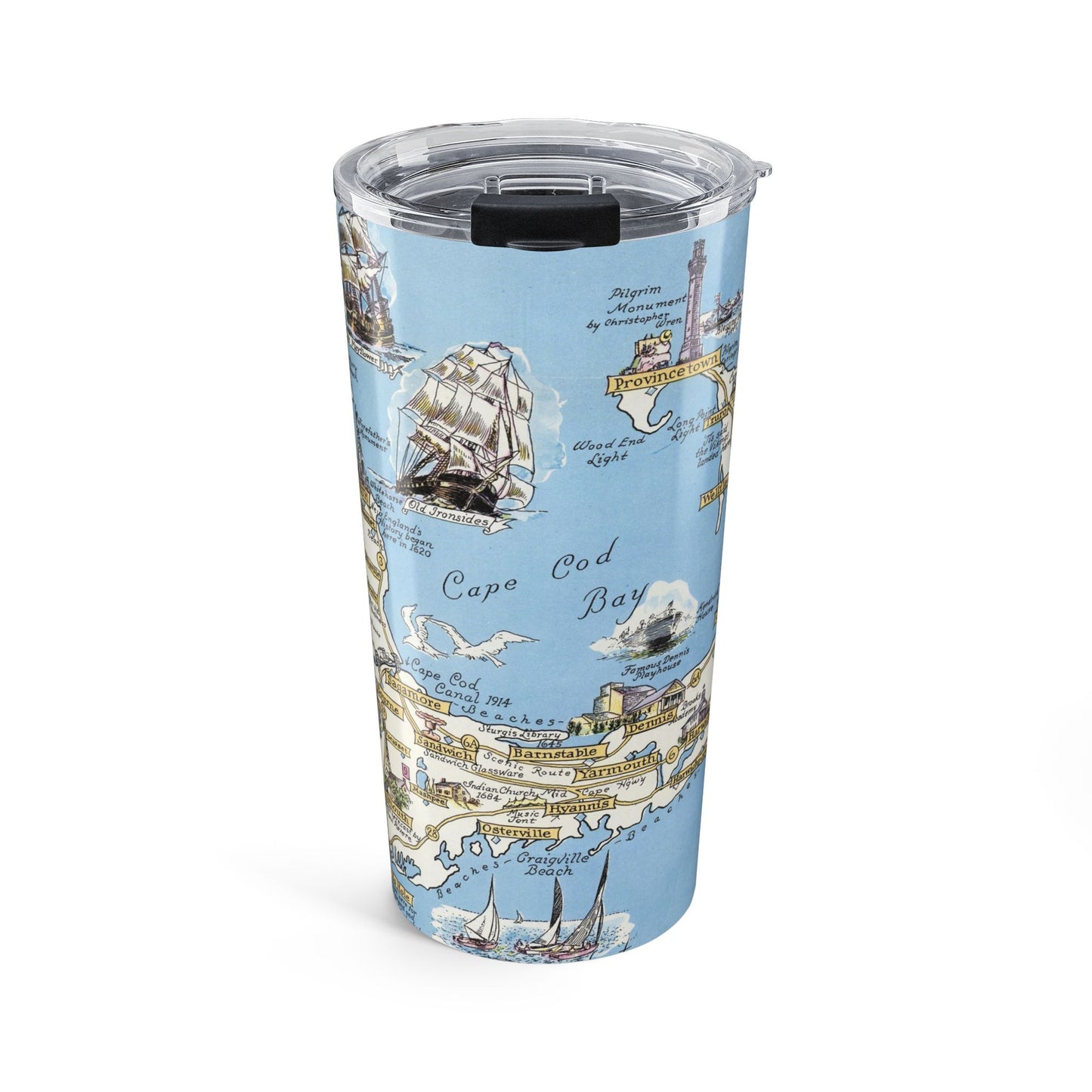 Cape Cod Massachusetts Vintage Map 20oz Insulated Tumbler