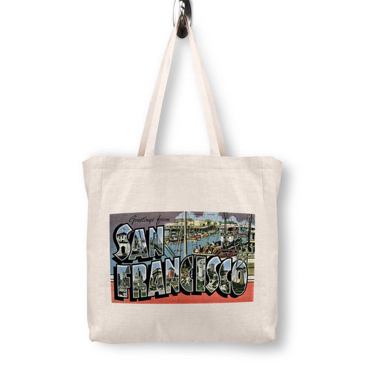 San Francisco California Vintage Postcard Canvas Tote Bag