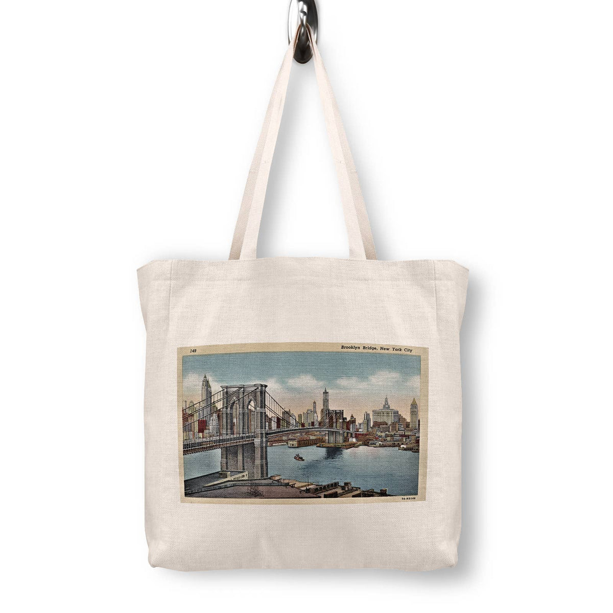 Brooklyn Bridge New York City Vintage Postcard Canvas Tote Bag