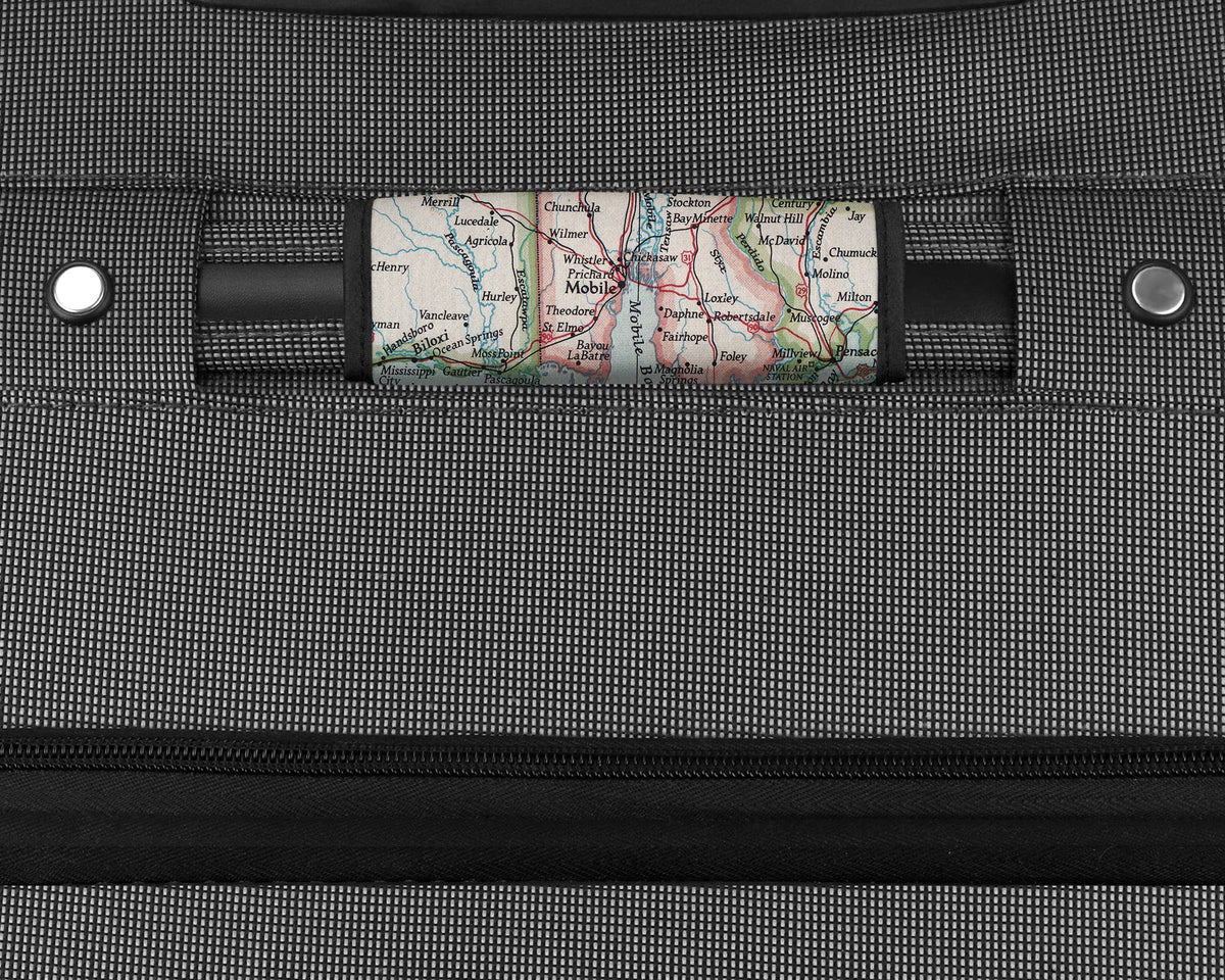 Mobile Alabama Map Suitcase Spotter Luggage Handle Wrap