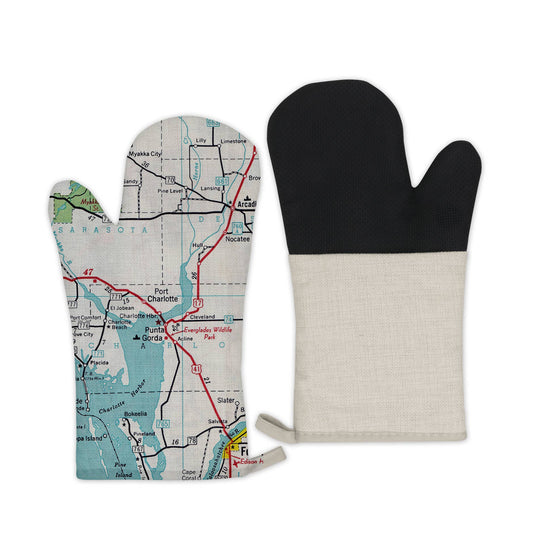 Port Charlotte Florida vintage map oven mitt