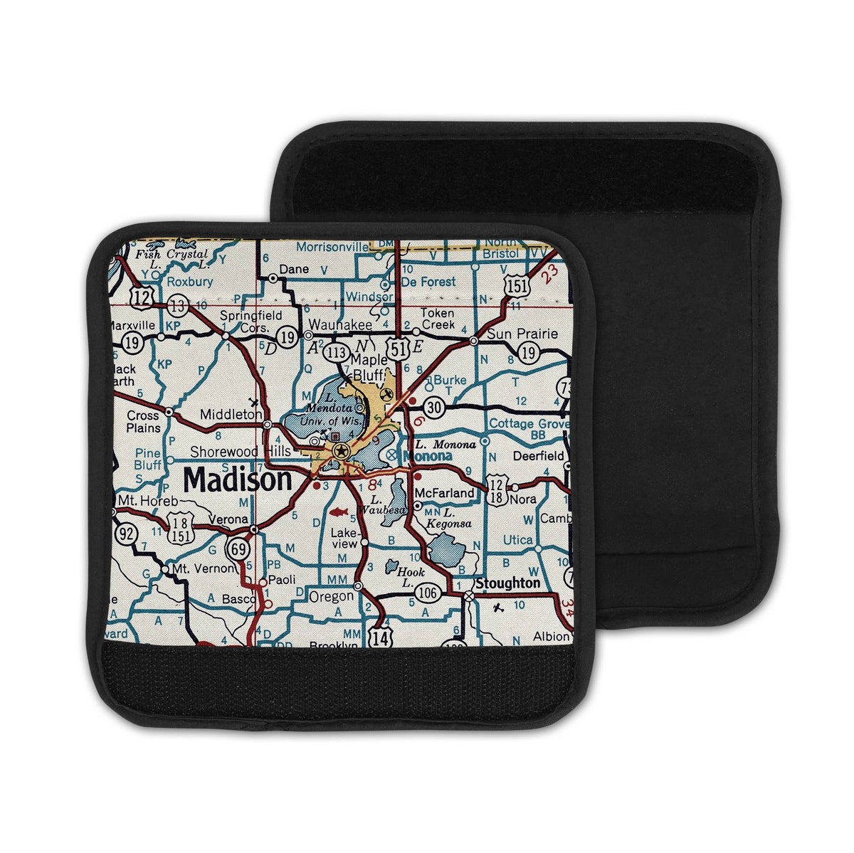 Madison Wisconsin Map Luggage Tag and Handle Wrap view 3