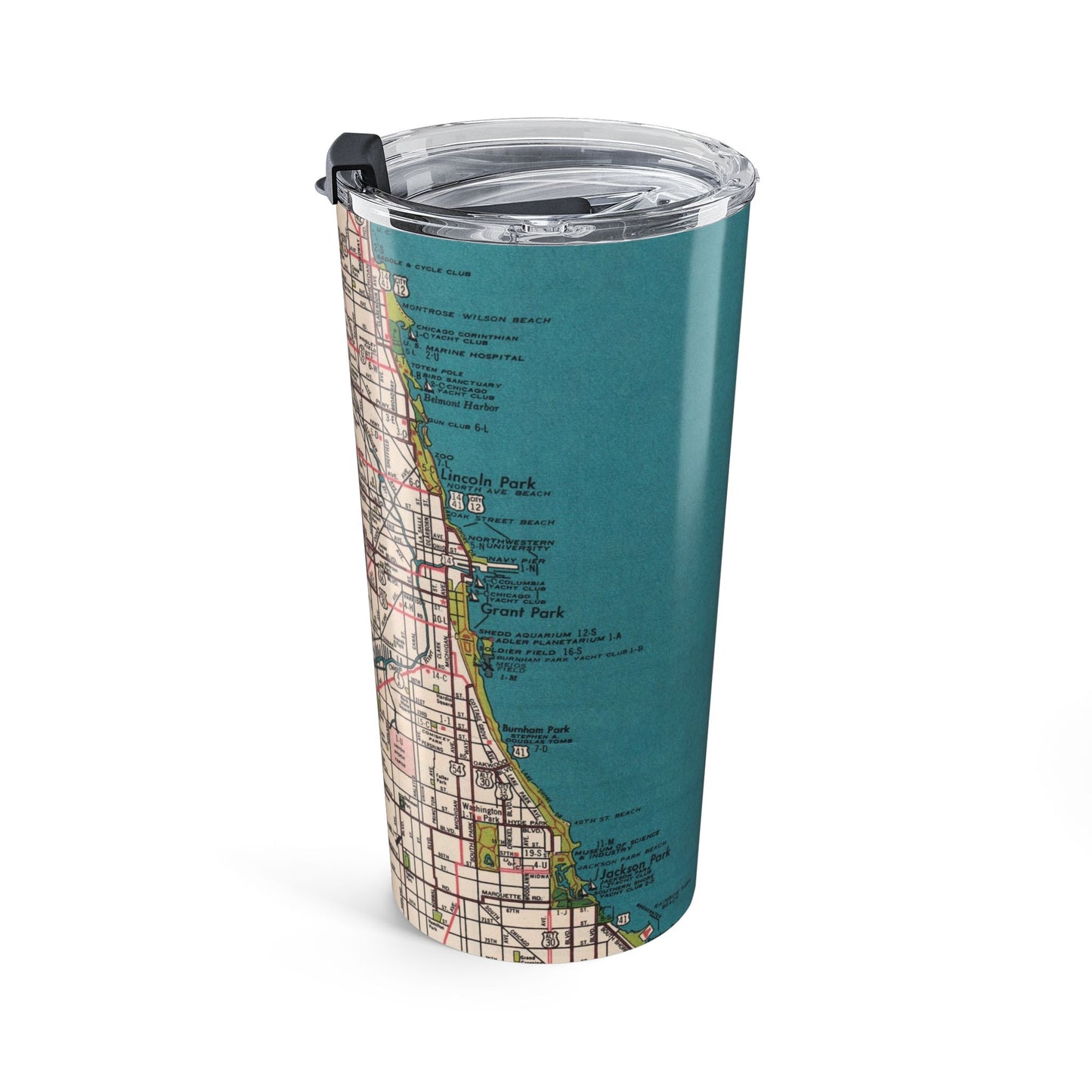 Chicago Illinois Vintage Map 20oz Insulated Tumbler