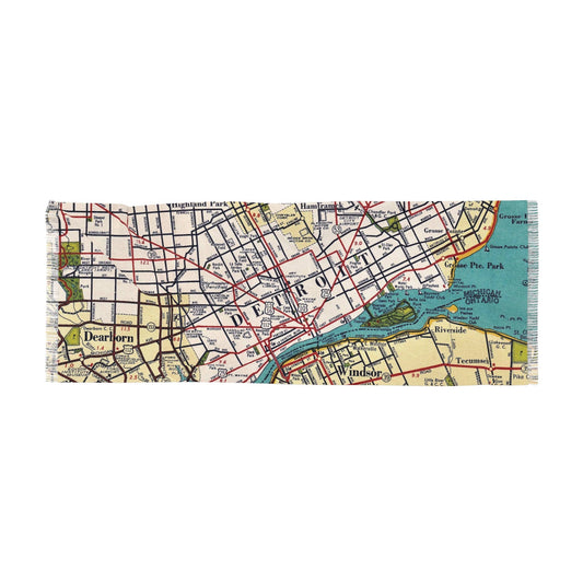 Detroit Michigan Map Travel Scarf view 2