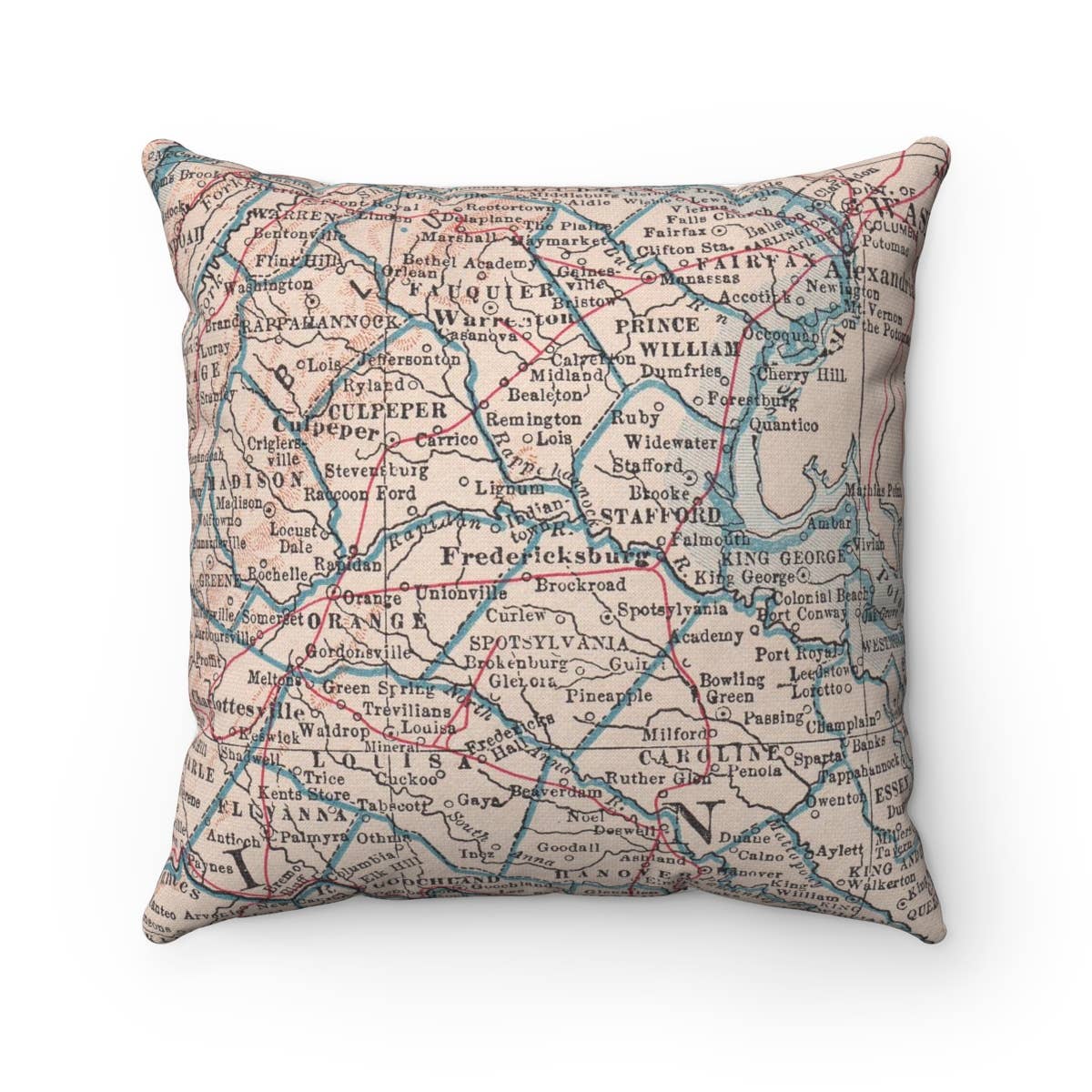 Fredericksburg Texas vintage map throw pillow