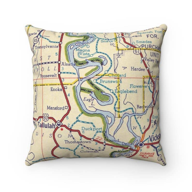 Eagle Lake vintage map throw pillow
