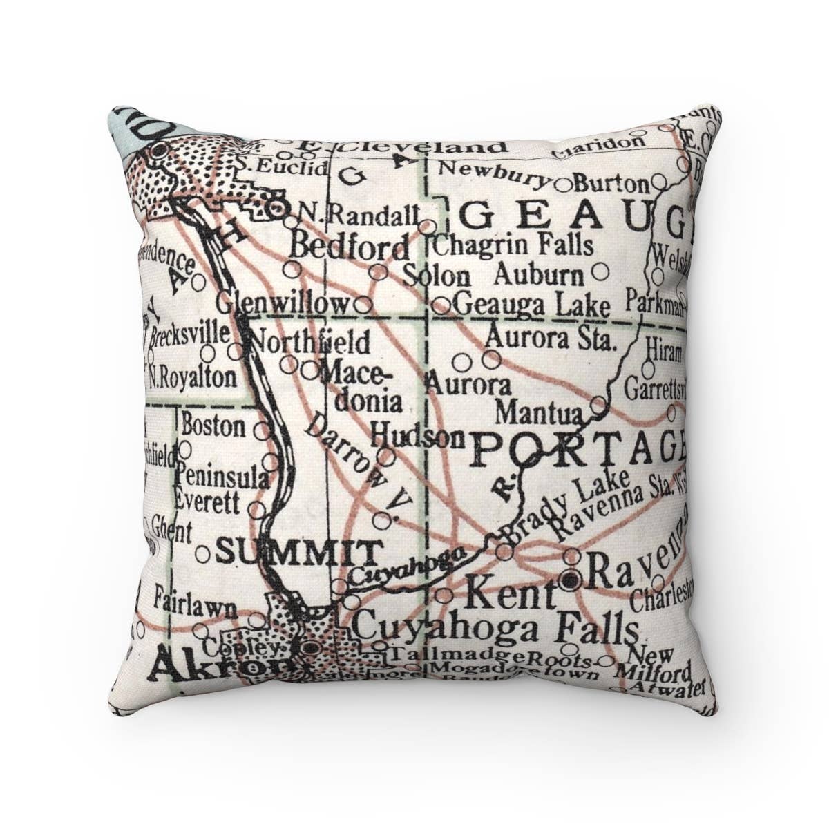 Hudson Ohio vintage map throw pillow