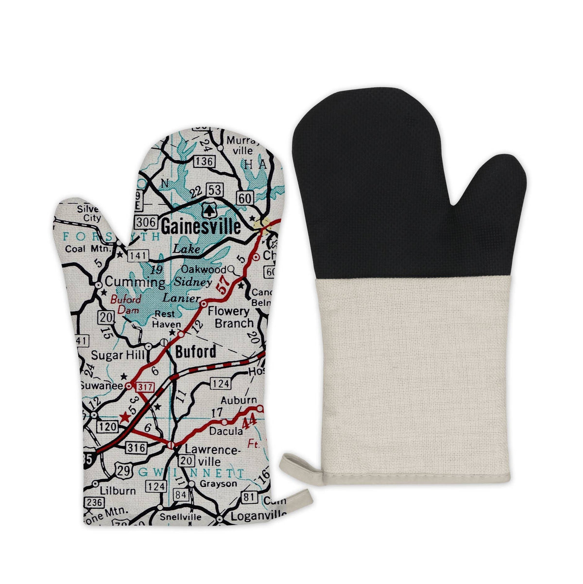 Buford Georgia vintage map oven mitt