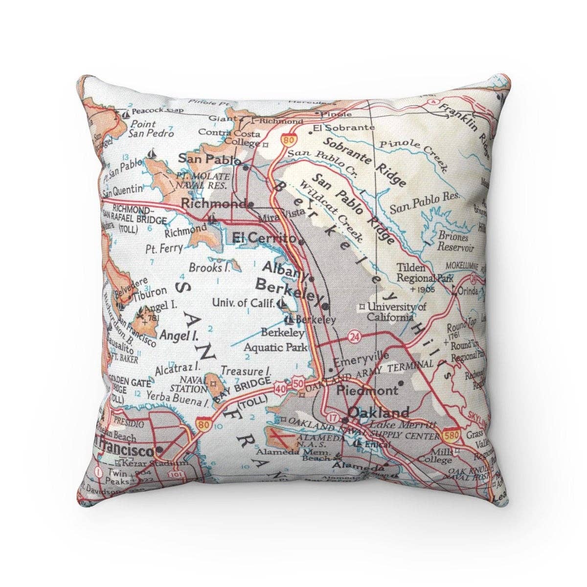 Berkeley California vintage map throw pillow