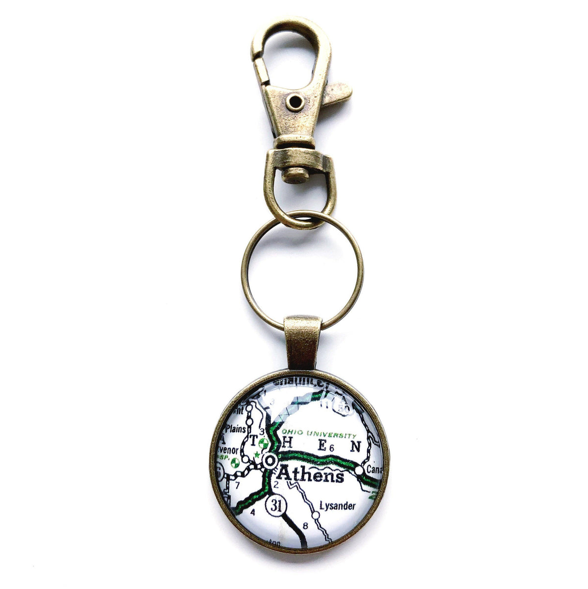 Athens Ohio University vintage map keychain