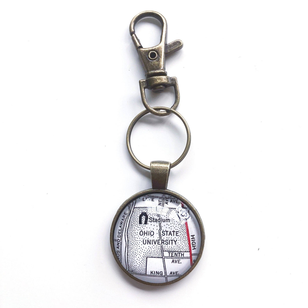 The Ohio State University vintage map keychain