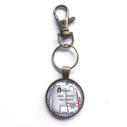 The Ohio State University vintage map keychain
