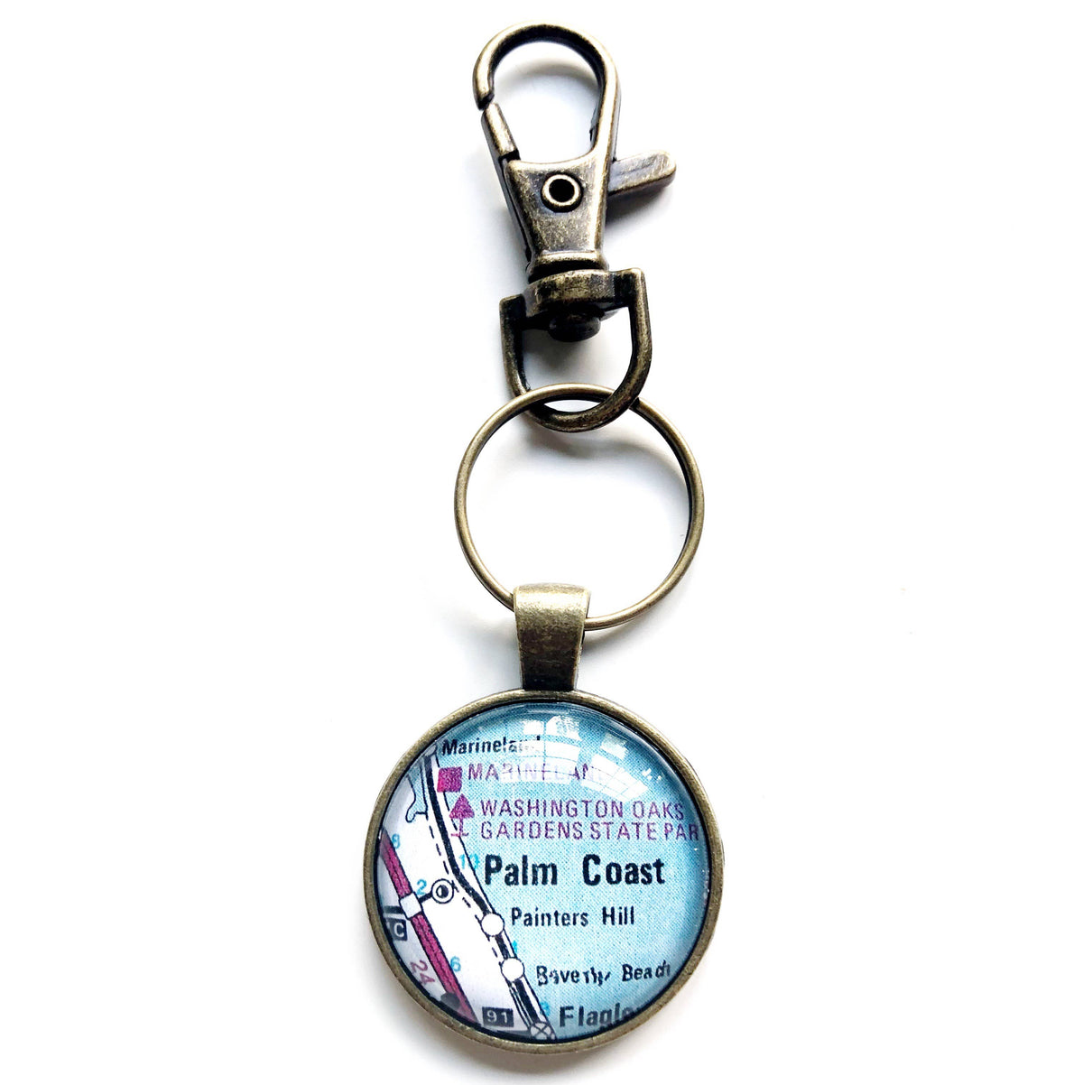 Palm Coast Florida vintage map keychain