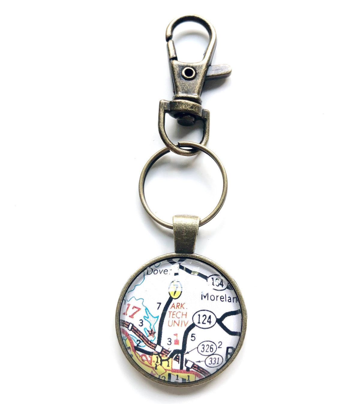 Arkansas Tech vintage map keychain