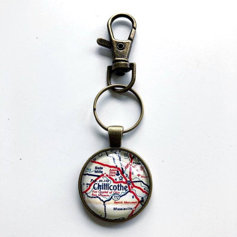 Chillicothe Ohio vintage map keychain