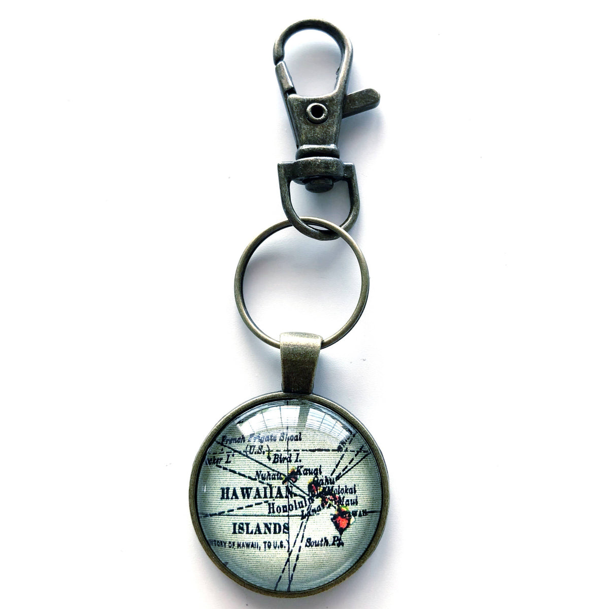 Hawaii vintage map keychain