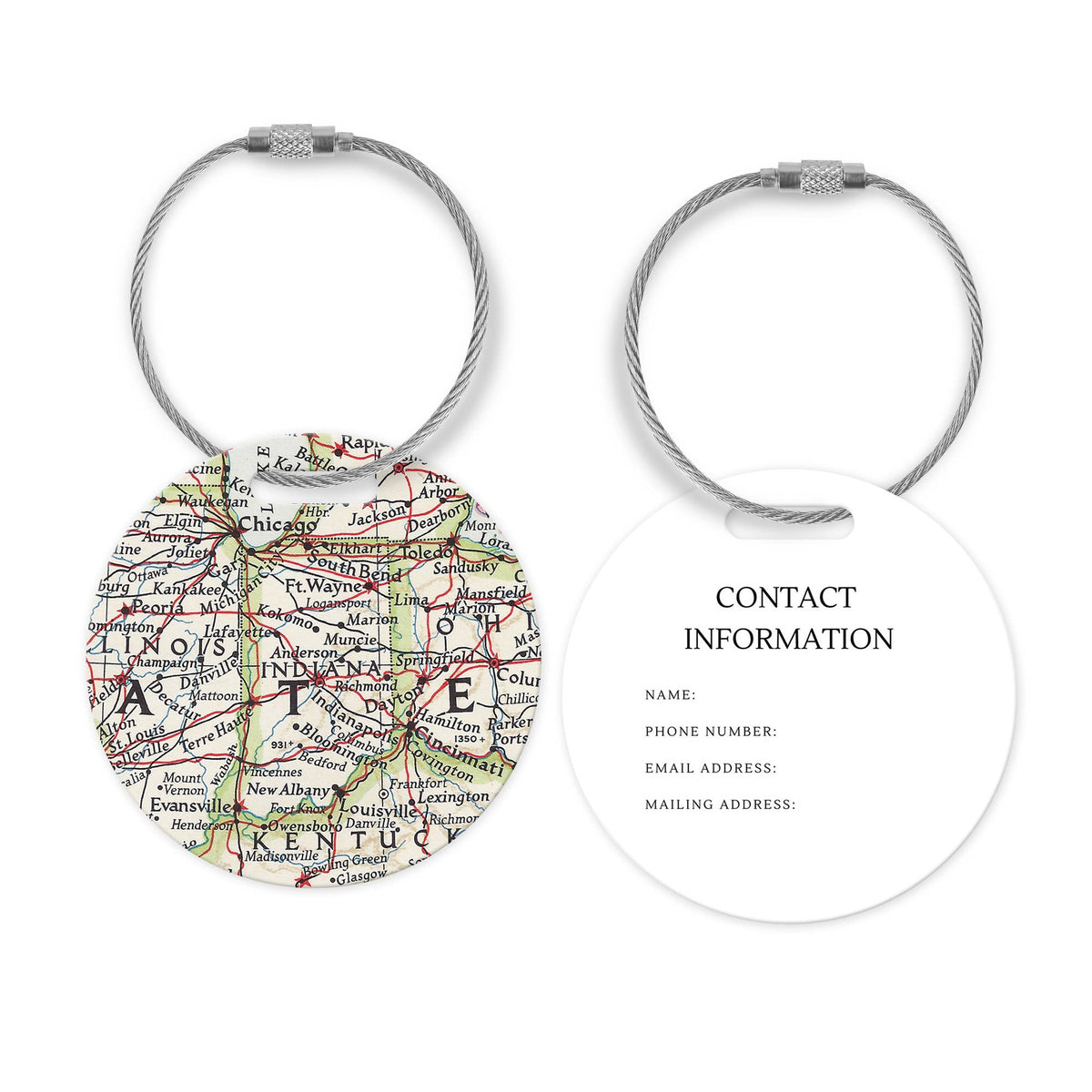 Indiana Map Luggage Tag