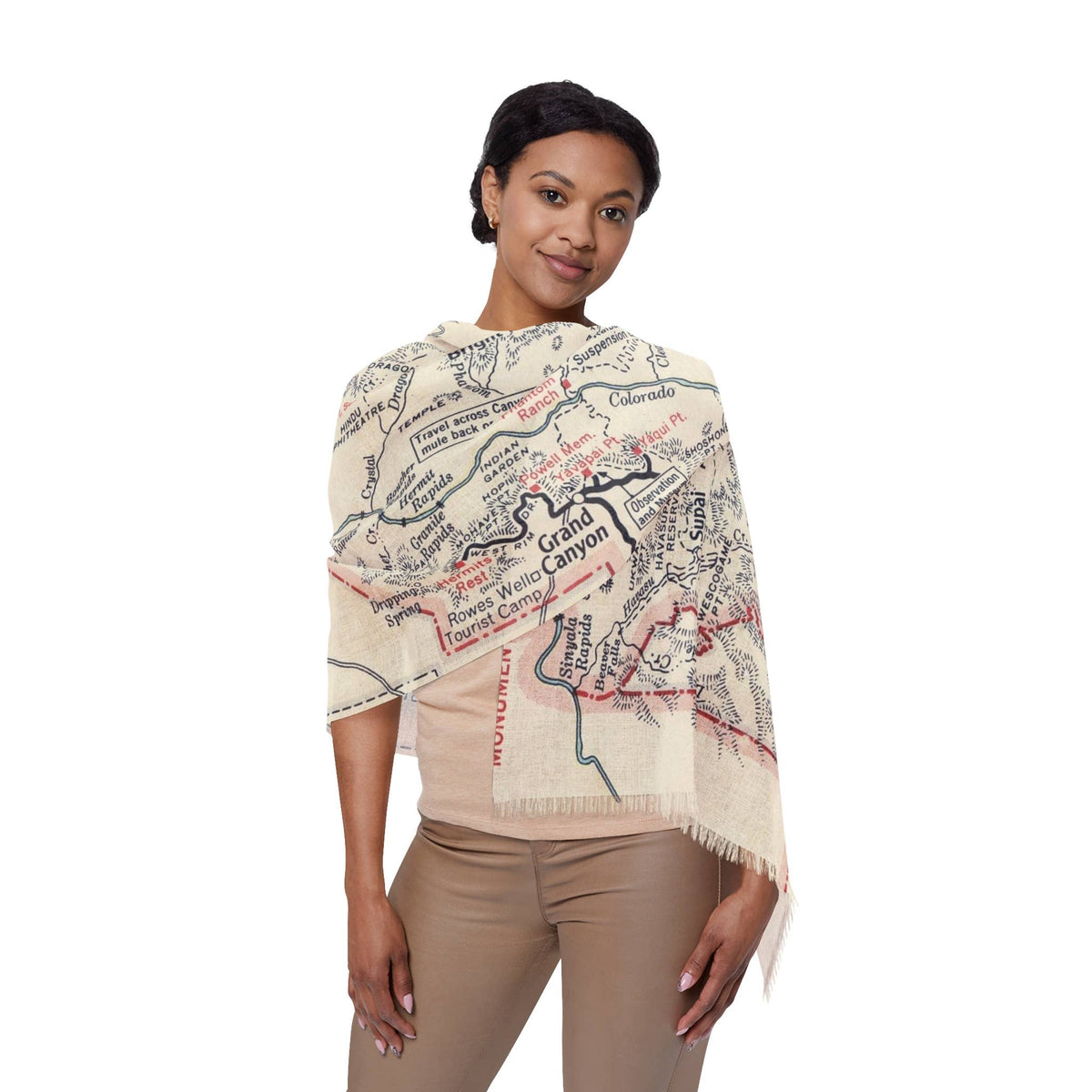 Grand Canyon National Park Arizona Map Travel Scarf view 4