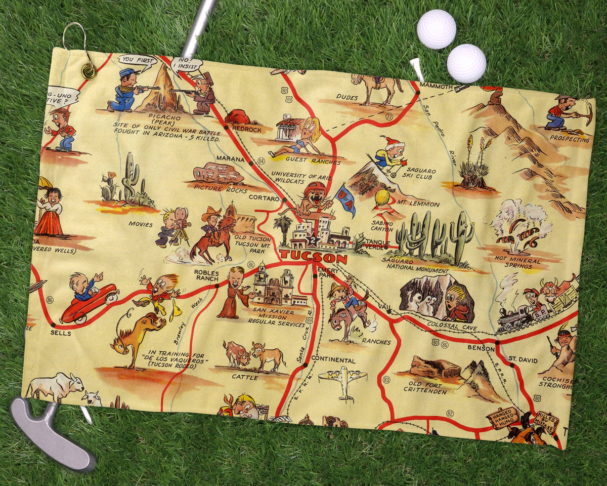 Tucson Arizona vintage map golf towel
