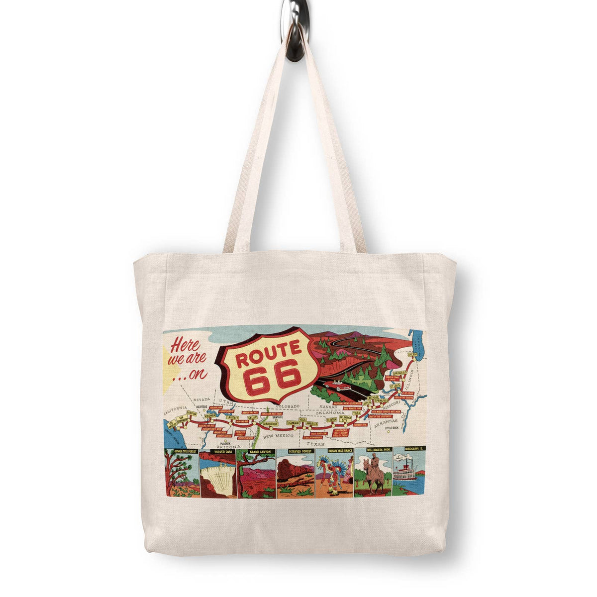 Route 66 Vintage Postcard Canvas Tote Bag