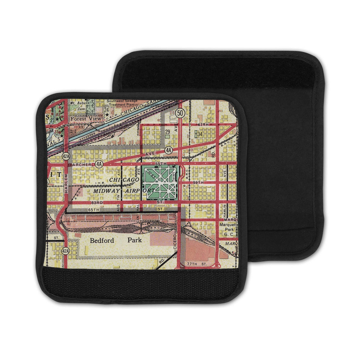 Chicago Midway Map Luggage Tag and Handle Wrap view 3