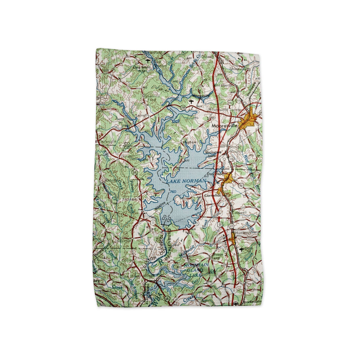 Lake Norman North Carolina map tea towel